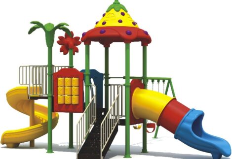 Outdoor Heavy Duty Playground Set for Kids – 2 Slides & 3 Swings – Size: 680x520x405 cm