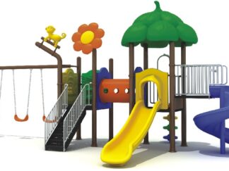 Outdoor Heavy Duty Playground Set for Kids – 2 Slides & 3 Swings – Size: 820x380x380 cm