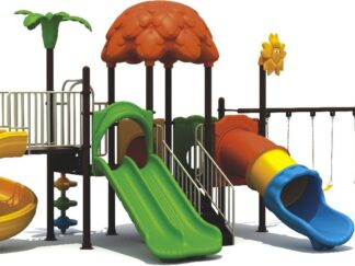 Outdoor Heavy Duty Playground Set for Kids – 4 Slides & 3 Swings – Size: 855x450x425 cm
