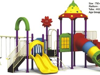 Outdoor Heavy Duty Playground Set for Kids – 4 Slides & 3 Swings – Size: 750x700x455 cm