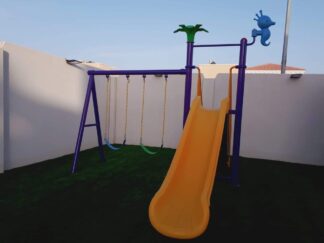 Outdoor Playground Toy with 2 Swings & 1 Slide, Pipe Diameter 76mm – Safe & Durable – Size 355x284x300 cm