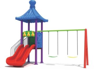 Outdoor Playset with Double Slide & 2 Swings – Durable & Fun Backyard Equipment – Size 380x230x300 cm