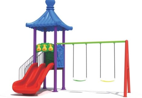 Outdoor Playset with Double Slide & 2 Swings – Durable & Fun Backyard Equipment – Size 380x230x300 cm