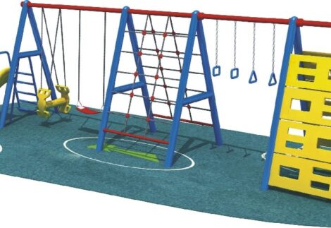 4-in-1 Outdoor Playset – Swing, Slide, Climber & Hanger – Size: 670×270×200 cm