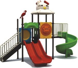 OUTDOOR PLAYGROUND TOY WITH 3 SLIDE AND HELLO KITTY CAP SIZE; 430X270X325CM