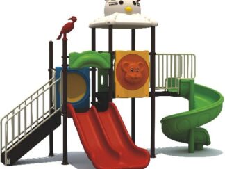 Outdoor Playground Toy with 3 Slides & Hello Kitty Cap – Durable & Kid-Friendly – Size 430x270x325 cm