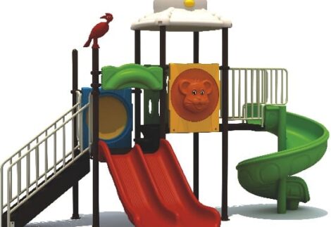 Outdoor Playground Toy with 3 Slides & Hello Kitty Cap – Durable & Kid-Friendly – Size 430x270x325 cm