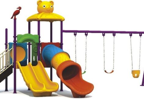 Outdoor Playground Toy with 3 Slides & 3 Swings – Vibrant Colors & Safe Materials – Size 576x325x305 cm