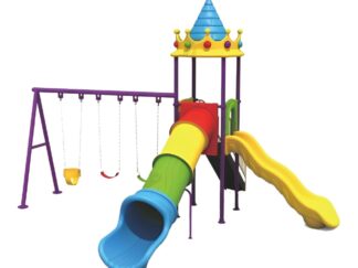 Outdoor Playground Set with 3 Swings & 2 Slides – Spacious & Durable for Active Play – Size 584x524x380 cm