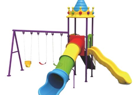 Outdoor Playground Set with 3 Swings & 2 Slides – Spacious & Durable for Active Play – Size 584x524x380 cm