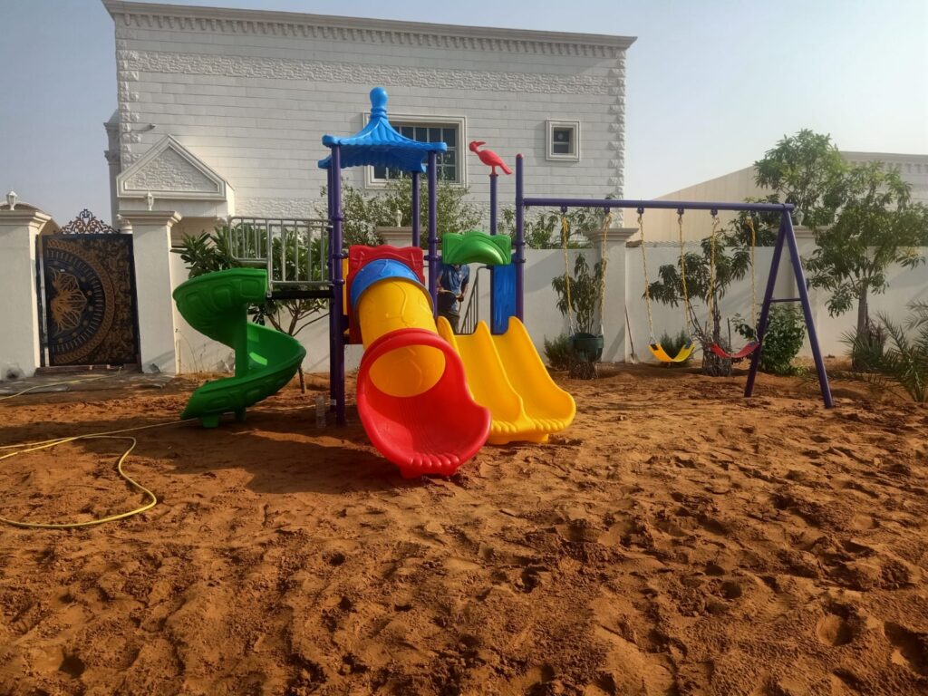 Outdoor Playground Toy with 4 Slides & 3 Swings – Large, Durable & Exciting for Kids – Size 615x430x355 cm