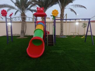 Outdoor Playground Toy with 3 Swings, 2 Slides & Monkey Bar, Basketball Net – All-in-One Active Play – Size 750x540x320 cm