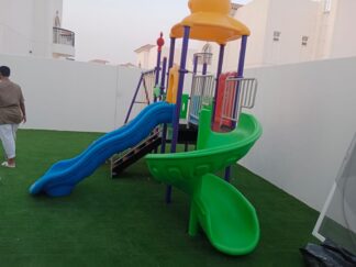 Outdoor Playground Toy with 4 Slides, One Normal Swing & Family Swing – Spacious & Durable – Size 736x305x350 cm