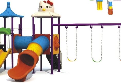 Outdoor Playground Toy with 4 Slides, 3 Swings & 2 Caps – Premium Playset with Extra Features – Size 735x520x320 cm
