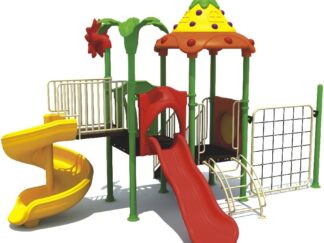 Outdoor Heavy Duty Playground Set for Kids – 2 Slides & Climbing Net – Size: 630x415x430 cm