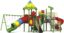 OUTDOOR HEAVY DUTY PLAYGROUND SET FOR KIDS,4 SLIDES, 3 SWINGS AND CLIMPING NET. SIZE;855X665X410CM