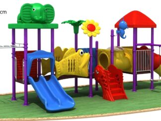 Big Outdoor Heavy Duty Playground Set for Kids – 3 Slides, 3 Swings & Climbing Net – Size: 1100x330x350 cm