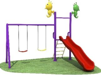 Outdoor Playground Toy with 2 Swings & Slide, Pipe Diameter 114mm – Strong & Safe – Size 310x350x300 cm
