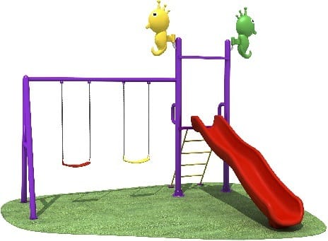 Outdoor Playground Toy with 2 Swings & Slide, Pipe Diameter 114mm – Strong & Safe – Size 310x350x300 cm