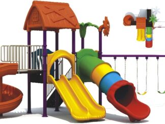Outdoor Heavy Duty Playground Set for Kids – 3 Slides & 3 Swings – Size: 735x560x395 cm