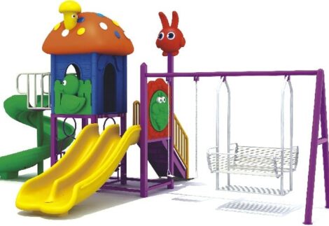 Outdoor Playset with 3 Slides & 2 Swings (Family + Normal) – Fun & Safe Backyard Set – Size 580x350x260 cm