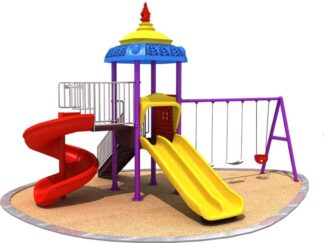 Outdoor Heavy Duty Playground Set for Kids – 3 Slides & 3 Swings – Size: 620x460x405 cm