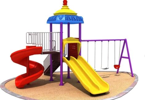 Outdoor Heavy Duty Playground Set for Kids – 3 Slides & 3 Swings – Size: 620x460x405 cm