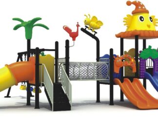 Outdoor Heavy Duty Playground Set for Kids – 5 Slides & 3 Swings – Size: 630x415x410 cm