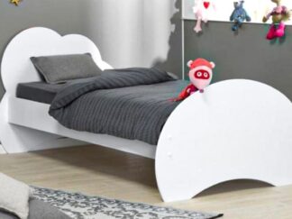 kids bed with cloud-shaped headboard