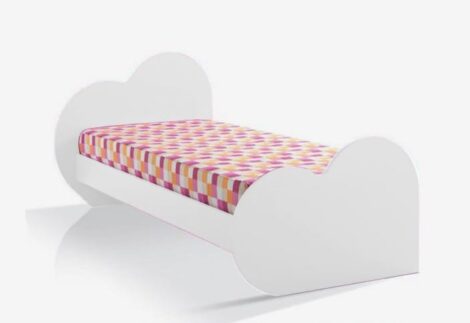 kids bed with oblique heart-shaped headboard