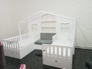 Two beds with a sofa