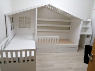 L shaped bed with desk