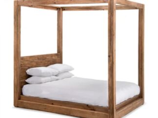 Double bed with solid wood frame