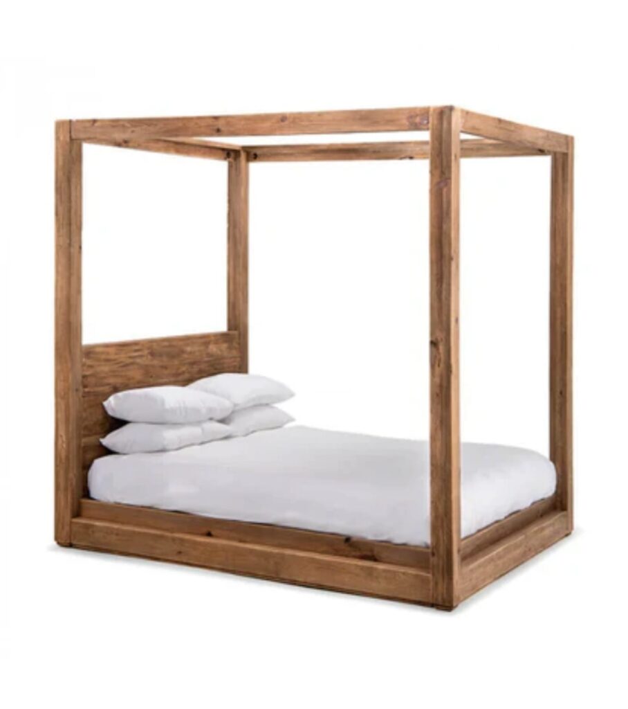 Double bed with solid wood frame