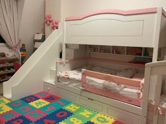 Bunk bed with stair and top arch railing