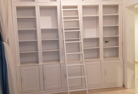 Classic Wall Library with Ladder
