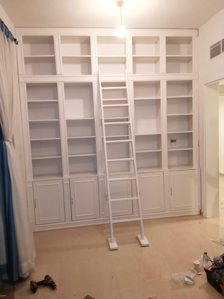 Classic Wall Library with Ladder