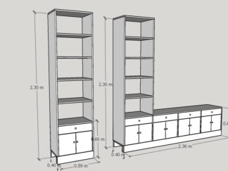 Lower cabinets and upper shelves