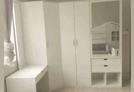 Corner Wardrobe with Mirror & Storage