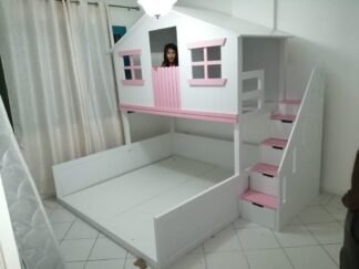 The house's bed consists of two floors, a ground and upper bed, and a side stair