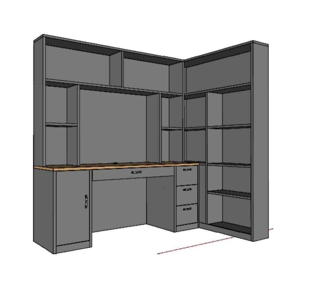 Study Desk with Built-in Storage Units