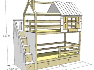 Bunk bed with star handles and butterfly windows