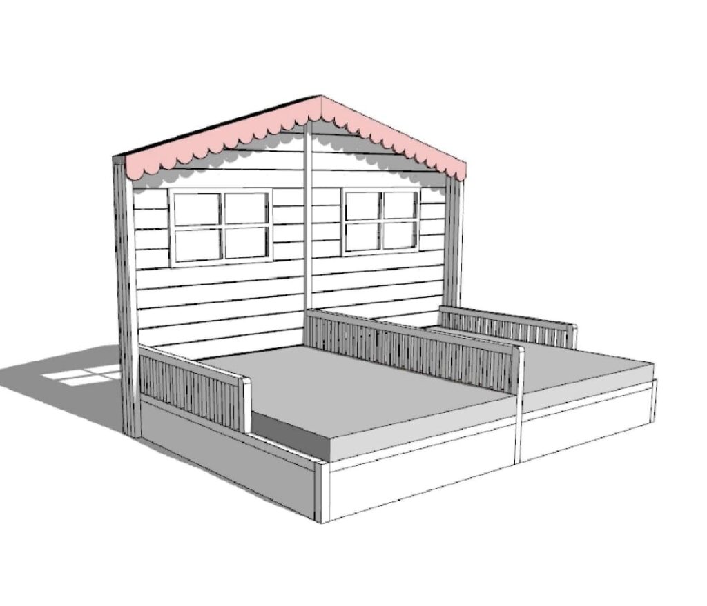 Two beds with back windows and side rails