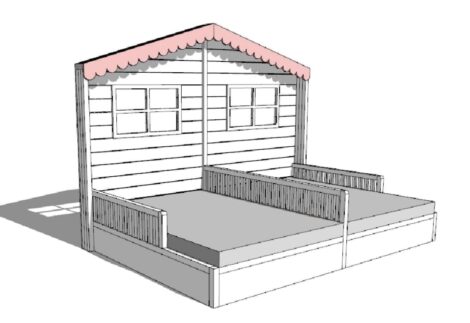 Two beds with back windows and side rails