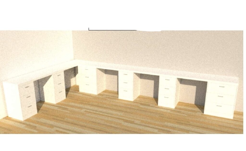 Collaborative Work Desk with Multiple Storage Units