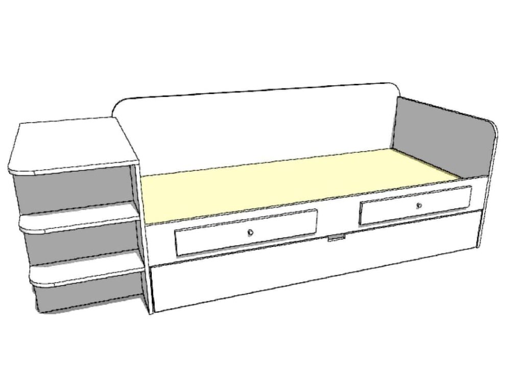 Bed with Desk & Drawer