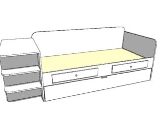 Bed with Desk & Drawer