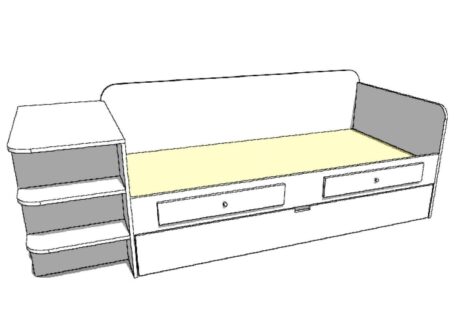 Bed with Desk & Drawer