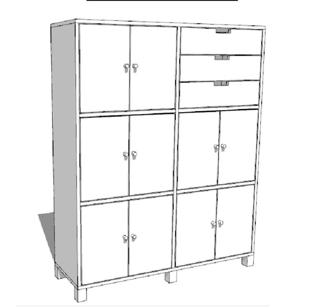 Multi-Door Storage Cabinet with Drawers