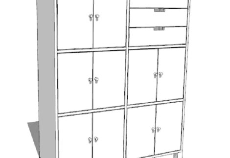 Multi-Door Storage Cabinet with Drawers